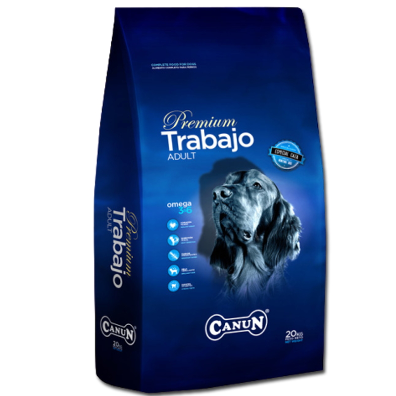 Karma dla psa Premium Canun Trabajo 20 kg dla psów energicznych i myśliwskich na kurczaku(30%) i ryżu