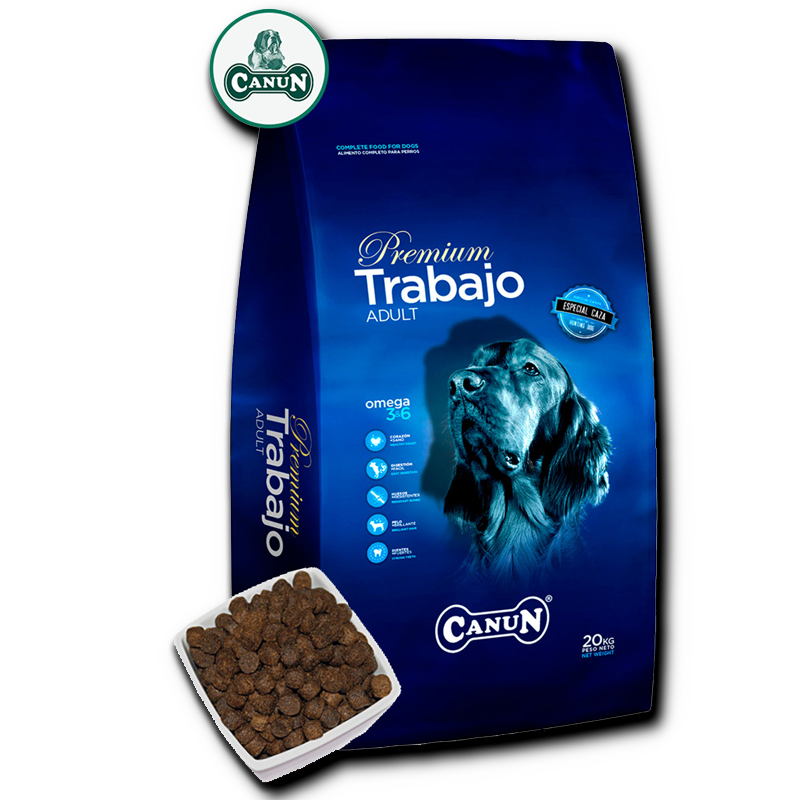 Karma dla psa Premium Canun Trabajo 20 kg dla psów energicznych i myśliwskich na kurczaku(30%) i ryżu