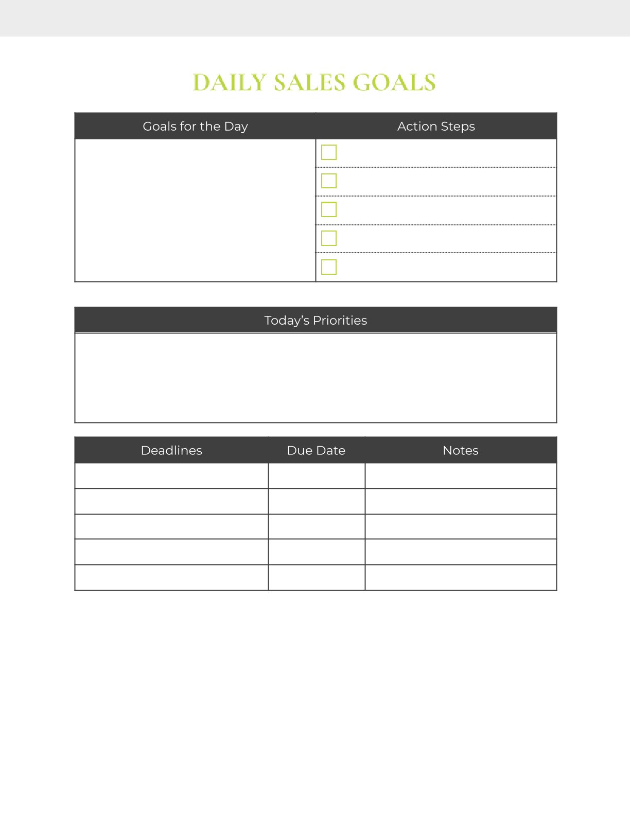 Free Daily Sales Planner Template – 6 Pages | Printable PDF for Time & Goal Management