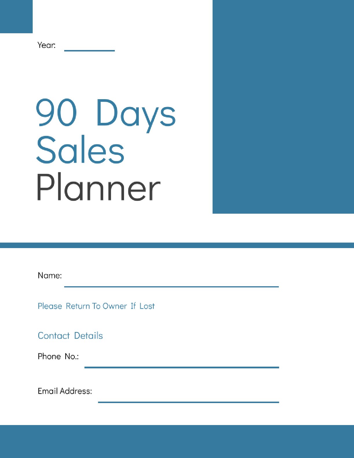 Free 90-Day Sales Planner Template (28 Pages) | Goal Setting & Tracking Tool