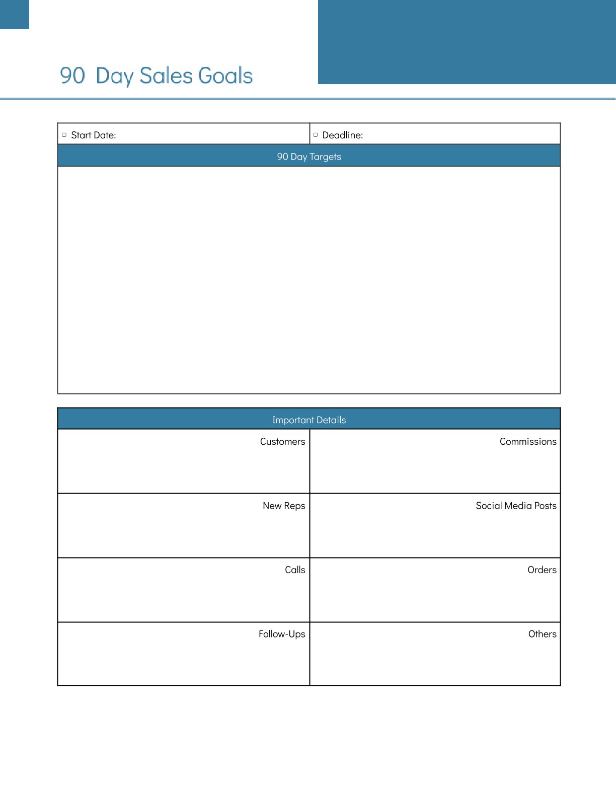 Free 90-Day Sales Planner Template (28 Pages) | Goal Setting & Tracking Tool