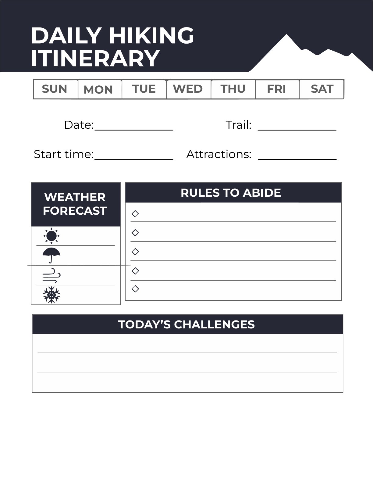 Free Hiking Route Planner Template (8 Pages) – Printable Outdoor Adventure Organizer