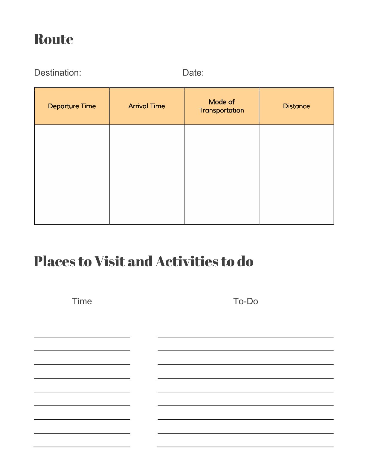 Free Printable Route Planner Template – 4 Pages Travel Itinerary PDF (A4/US Letter)