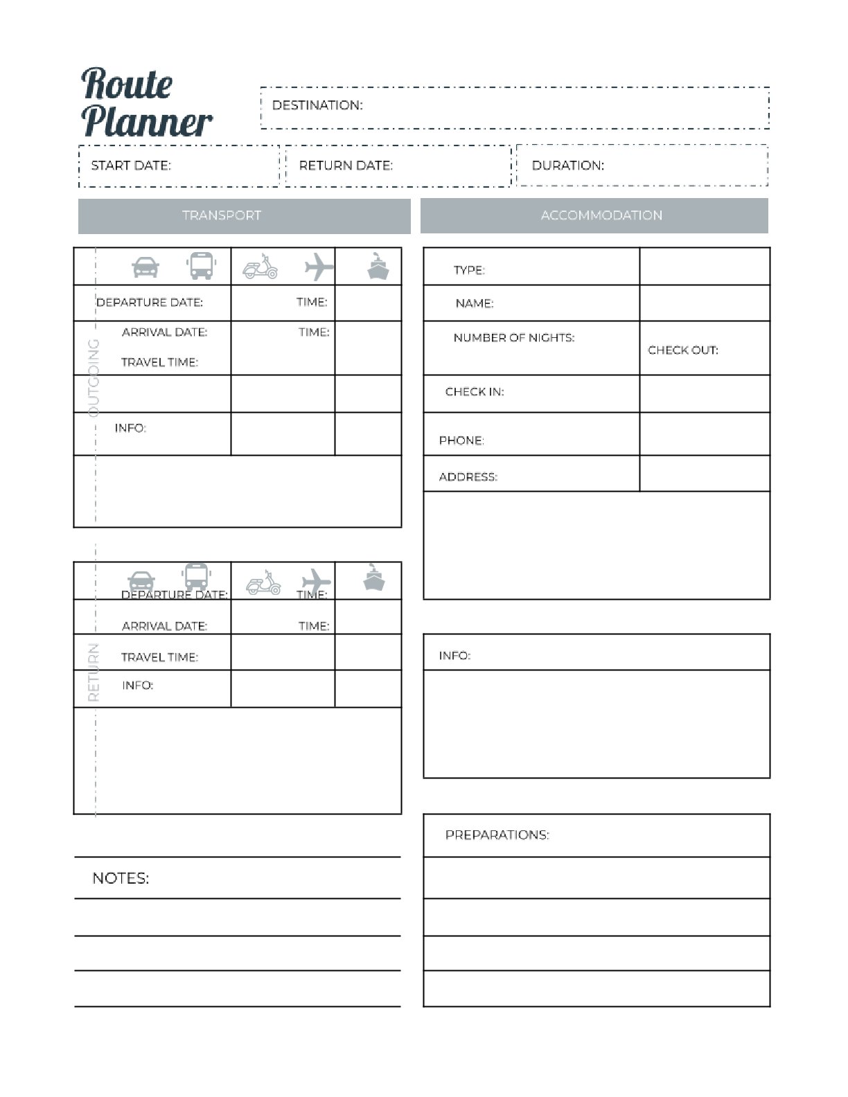 Free Ultimate Route Planner Template – 9-Page Printable Travel Organizer (PDF, A4)