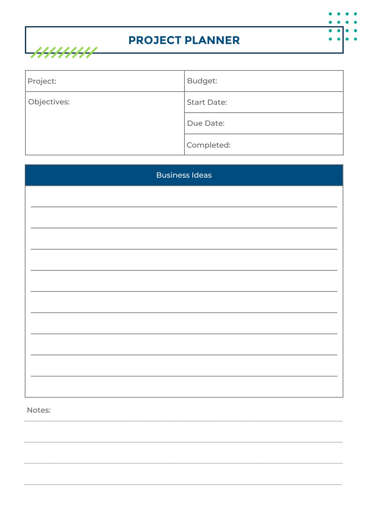 Free Digital Project Planner Template (25 Pages) | Printable PDF for Goal Setting, Budget & Timeline