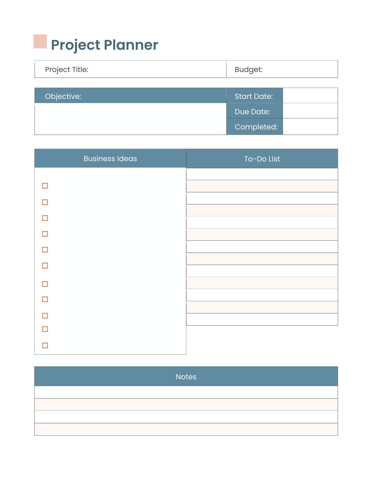 Free Sample Project Planner Template – 15 Pages | A4 Printable PDF