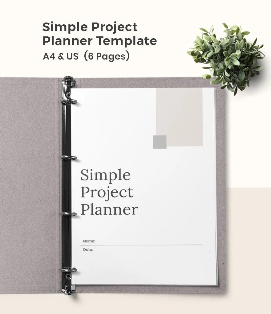 Free Simple Project Planner Template – 6 Pages | Printable PDF (A4 & US Letter)
