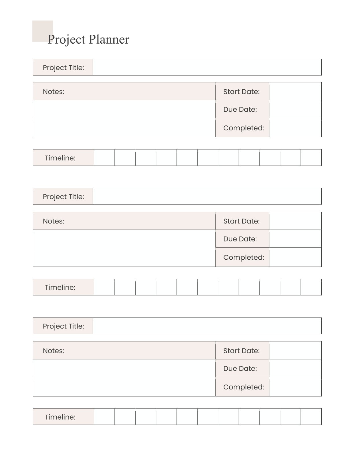 Free Simple Project Planner Template – 6 Pages | Printable PDF (A4 & US Letter)