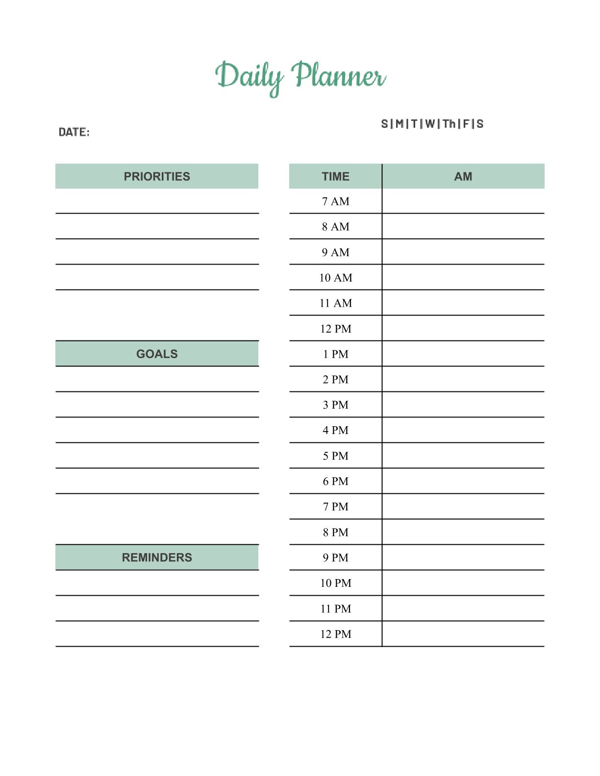 Free Undated Life Planner Template – Printable Daily & Weekly Productivity PDF (US Letter)