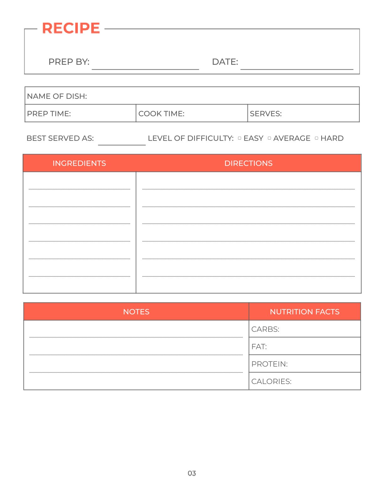 Free Personal Recipe & Meal Planner Template – Printable PDF