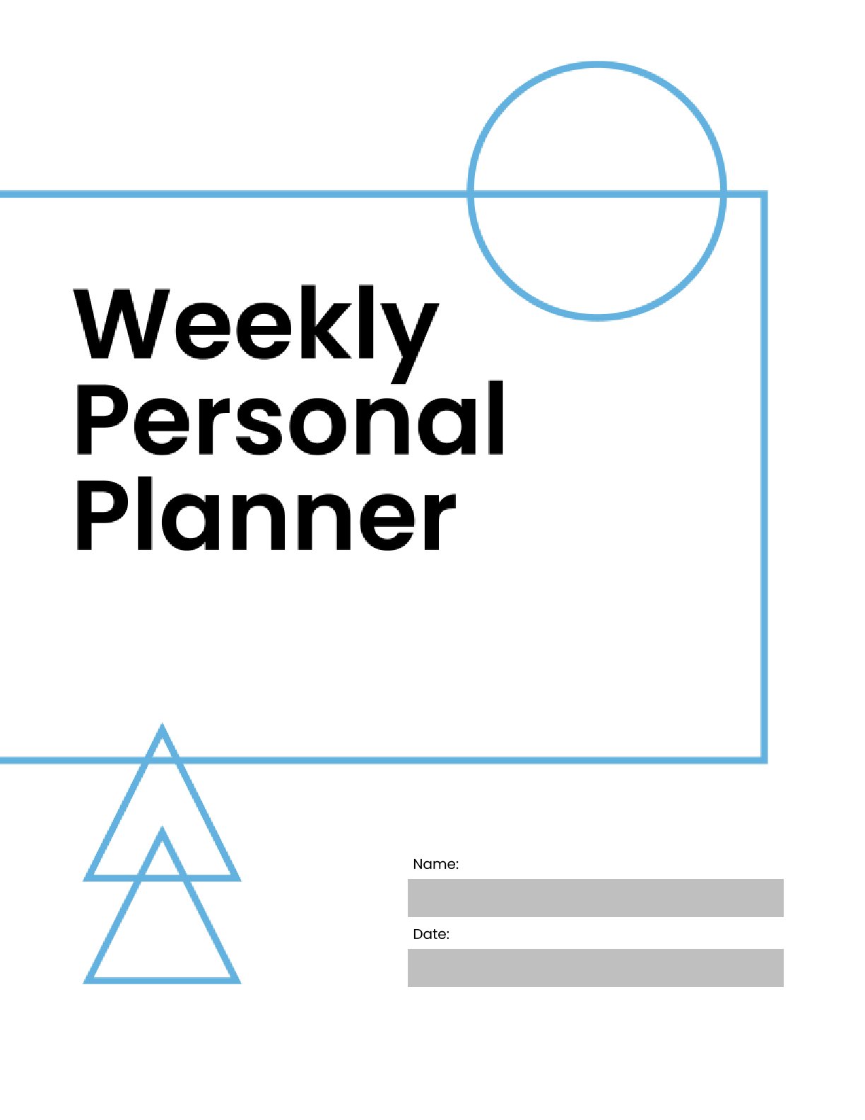 Free Weekly Personal Planner Template – PDF Printable for Goals, Meals, Fitness & Time Management (A4 & US Letter)