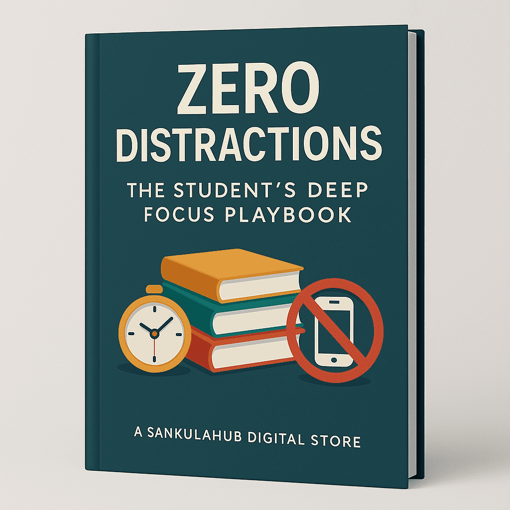 Zero Distractions: The Student’s Deep Focus Playbook (10 Chapters, Printable Bonus Sheets)
