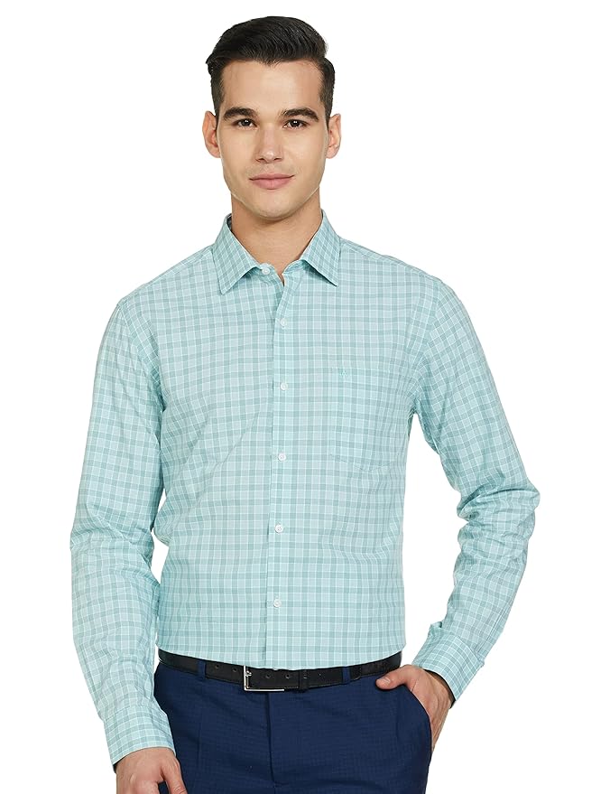 Arrow Men's Checkered Full Sleeve Slim Fit Cutaway Collar Cotton Formal Shirt