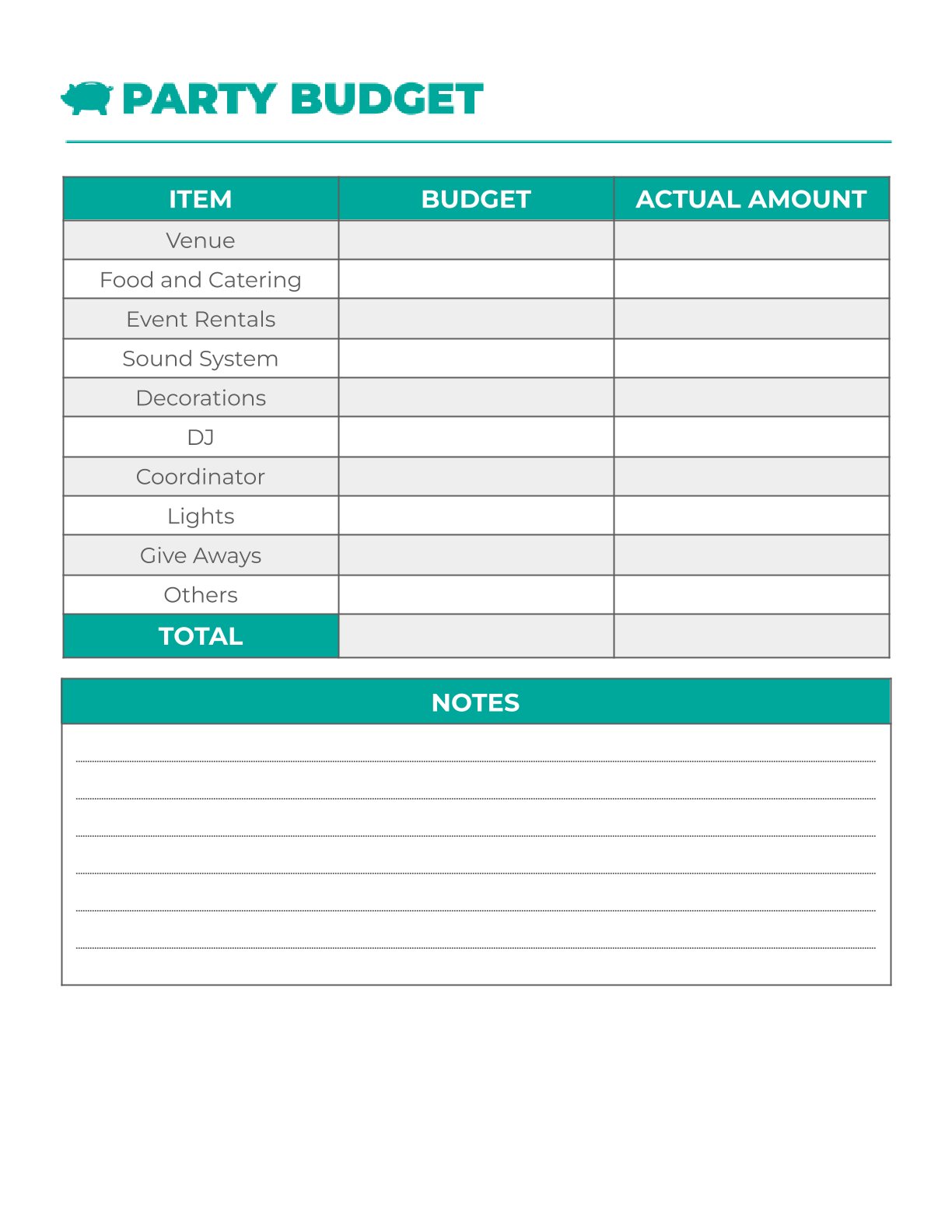 Free Basic Party Planner Template ( PDF ) / Download for Free