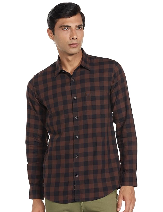 Peter England Slim Fit Checkered Shirt for Men – Full Sleeves | Cotton | Smart & Stylish