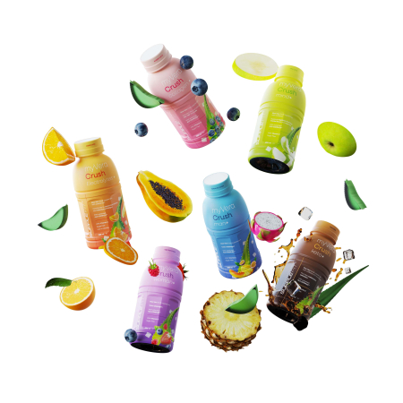 MYVERA CRUSH Electrolytes + | Complément alimentaire avec édulcorants en bouteilles unidose de 285 ml (lot de 6)