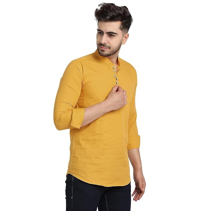 LookMark Men's Pure Cotton Regular Fit Casual Trendy Solid Short (Kurta 08 -XXL)