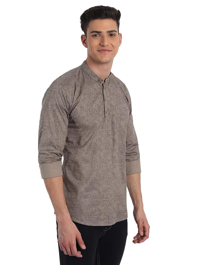 Majestic Man Men's Cotton Regular Fit Short Printed Designer Kurta
