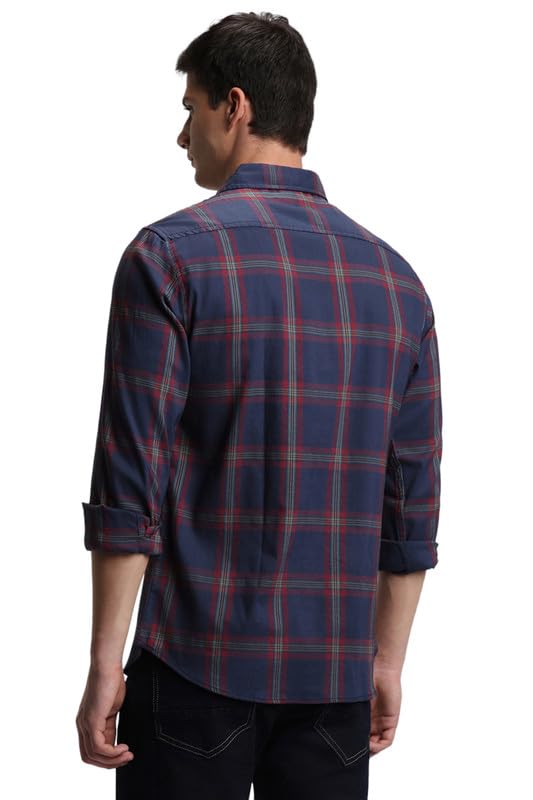 Dennis Lingo Men's Cotton Casual Shirt, Long Sleeve Slim Fit Spread Collar