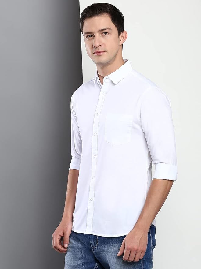 Dennis Lingo Men's Solid Slim Fit Casual Shirt, Full Sleeve Shirt for Casual Wear & Formal Wear (Also Available in Plus Size)