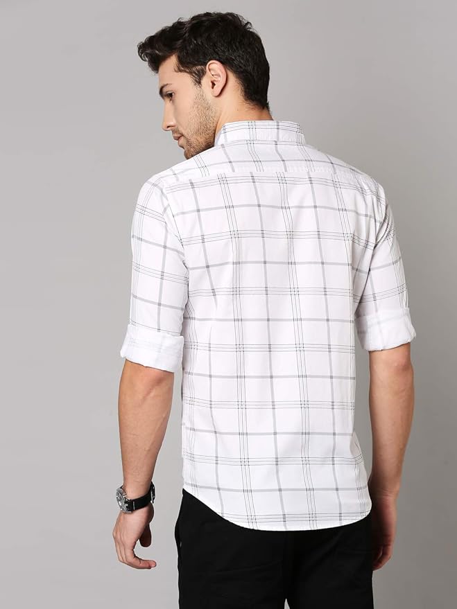 Dennis Lingo Men's Checkered Slim Fit Cotton Casual Shirt