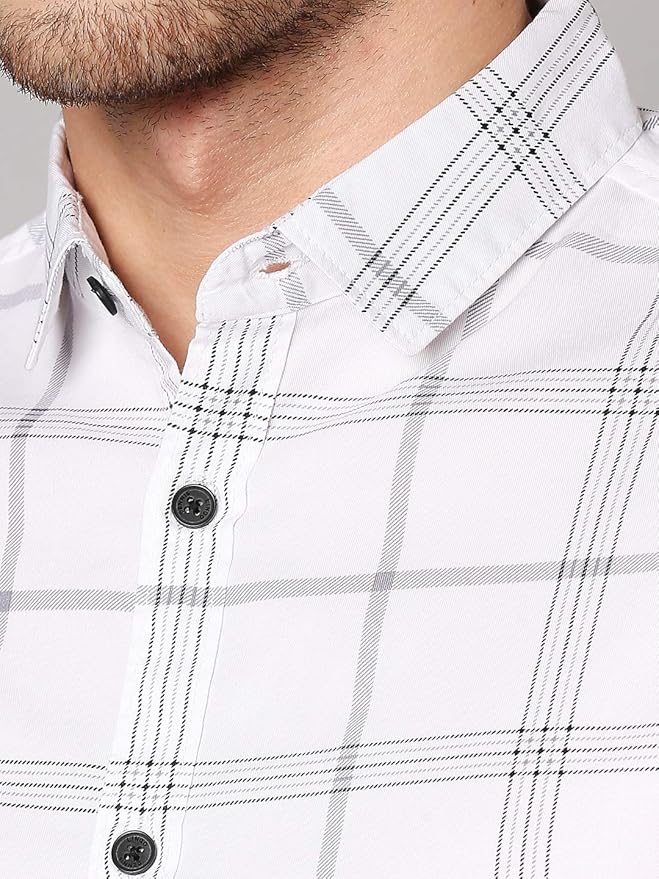 Dennis Lingo Men's Checkered Slim Fit Cotton Casual Shirt