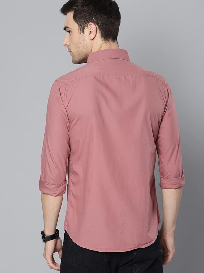 Dennis Lingo Men Cotton Solid Spread Collar Full Sleeves Regular Fit Casual Shirt