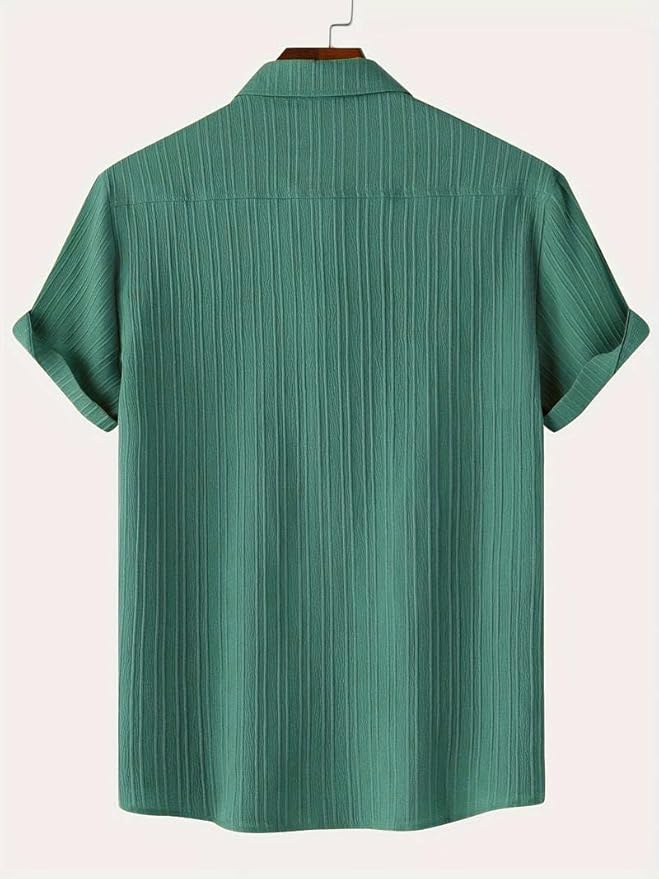 TAGDO Men's Solid Shirt with Chest Pocket Short Sleeve Shirt for Summer Outdoor Activities (5182)