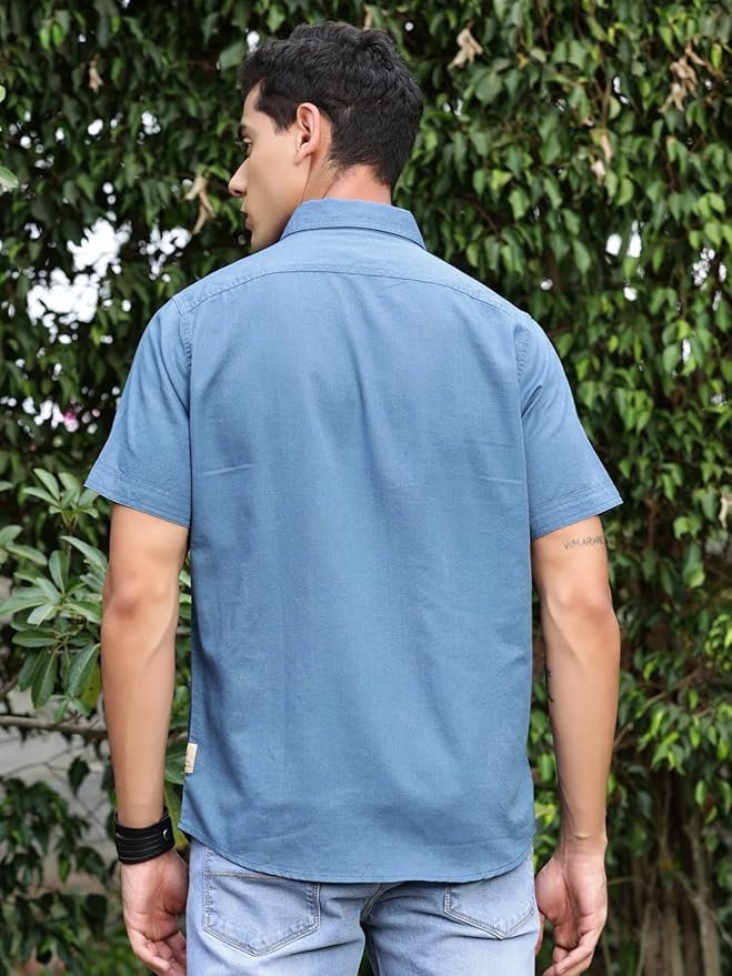 Thomas Scott Men's | Solid | Half Sleeve | Regular Fit | 100% Cotton | Spread Collar | Casual Shirt