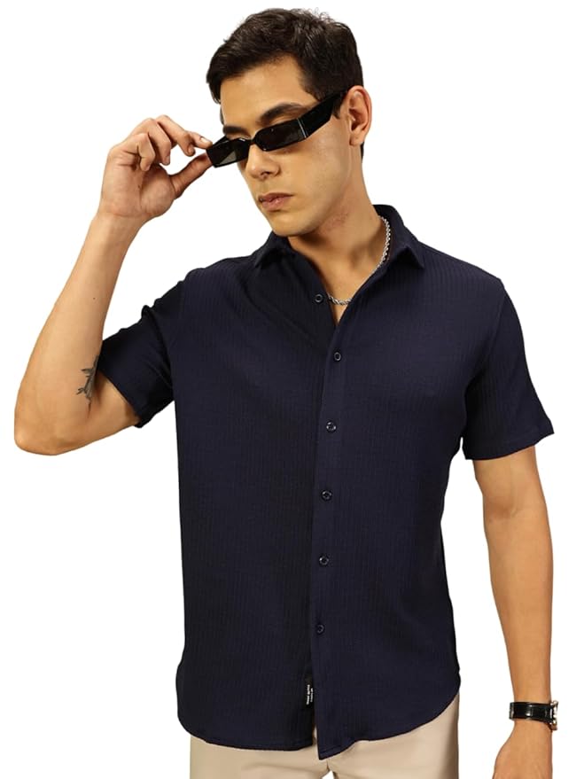 Thomas Scott Men's | Solid | Half Sleeve | Slim Fit | Cotton Blend | Spread Collar | Casual Shirt