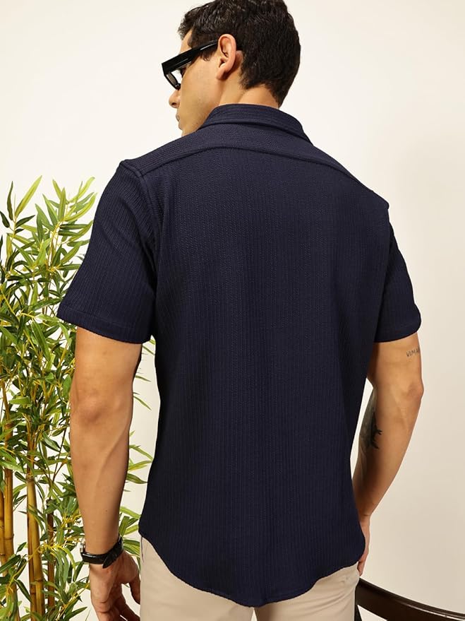 Thomas Scott Men's | Solid | Half Sleeve | Slim Fit | Cotton Blend | Spread Collar | Casual Shirt