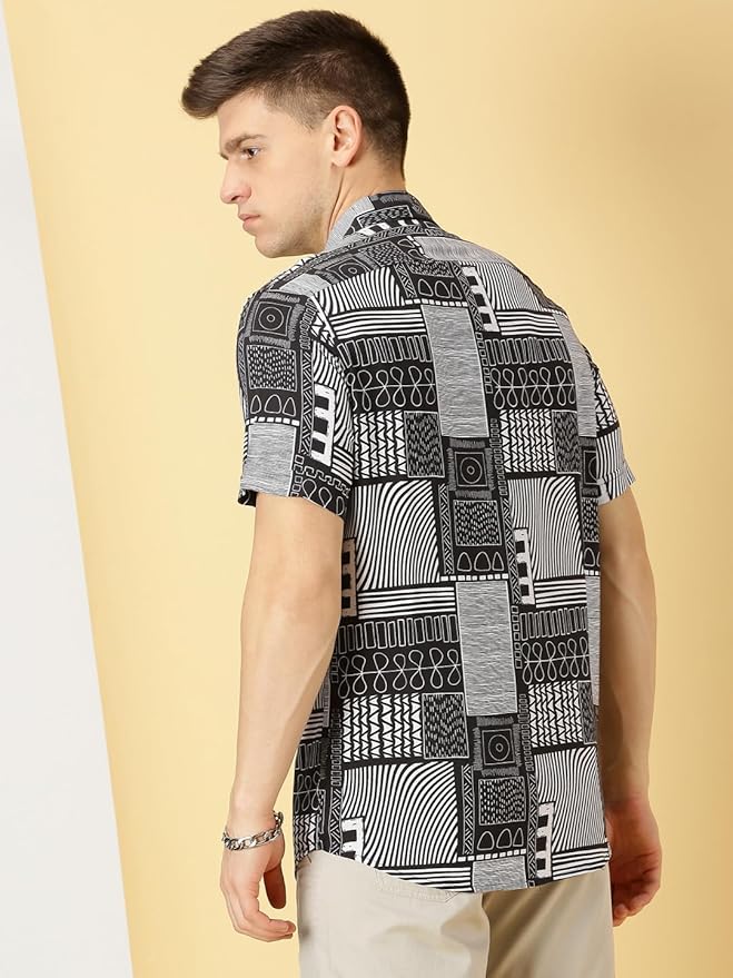 Thomas Scott Men's | Printed | Half Sleeve | Regular Fit | Cotton Blend | Spread Collar | Casual Shirt