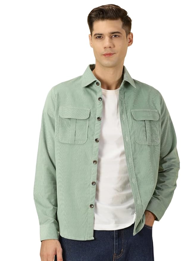 Thomas Scott Men's Premium Slim Fit Corduroy Casual Shirt