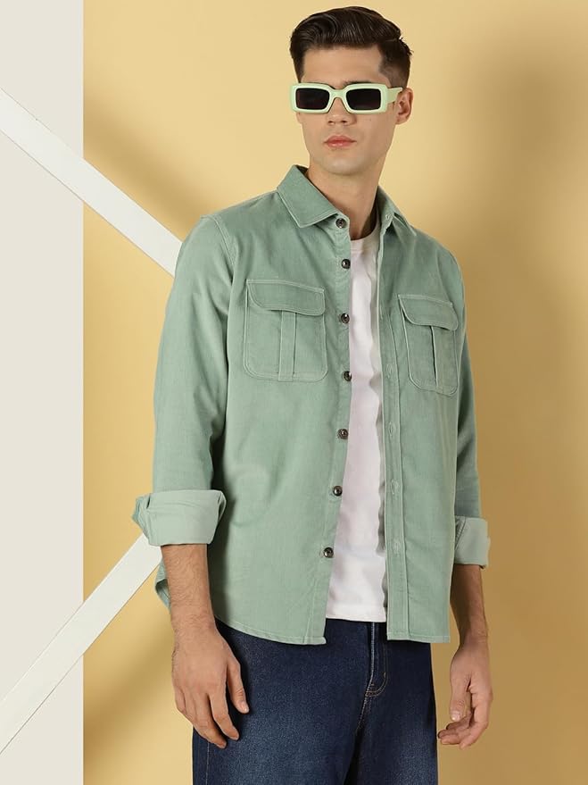 Thomas Scott Men's Premium Slim Fit Corduroy Casual Shirt