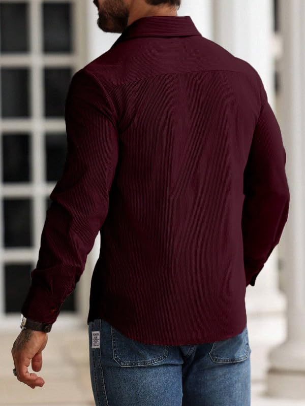 MiraMichi Corduroy Men's Full Sleeve Casual Striped Shirt - Comfort Fit, Ideal Stylish and Versatile Clothing