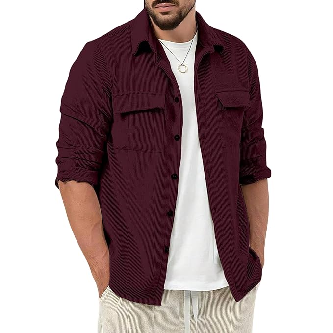 MiraMichi Corduroy Men's Full Sleeve Casual Striped Shirt - Comfort Fit, Ideal Stylish and Versatile Clothing