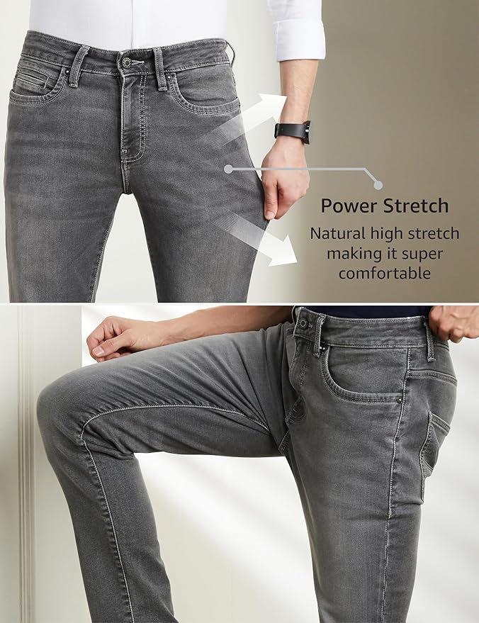 Symbol Premium Men's Slim Fit Stretchable Jeans | Casual Denim | Cotton Stretch | Fashion Shades of Black & Blue (Available in Plus Size)