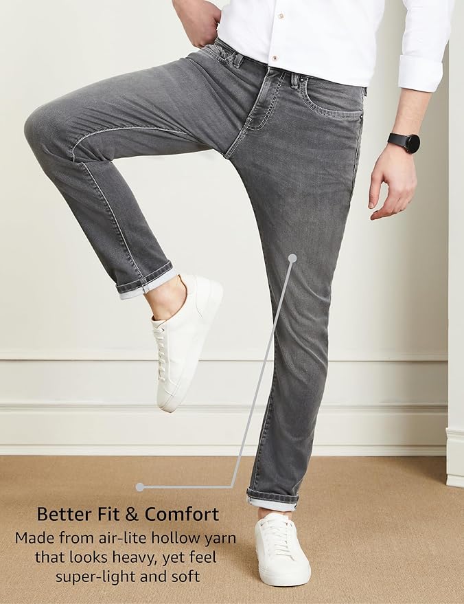 Symbol Premium Men's Slim Fit Stretchable Jeans | Casual Denim | Cotton Stretch | Fashion Shades of Black & Blue (Available in Plus Size)