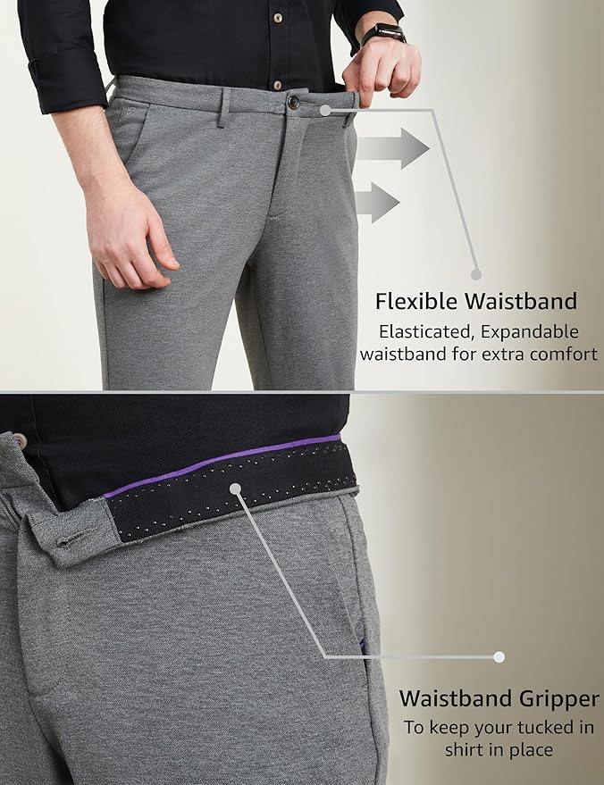Symbol Premium Men's Slim Fit Stretch Knit Pants - Smart Casual | Flexi Waist