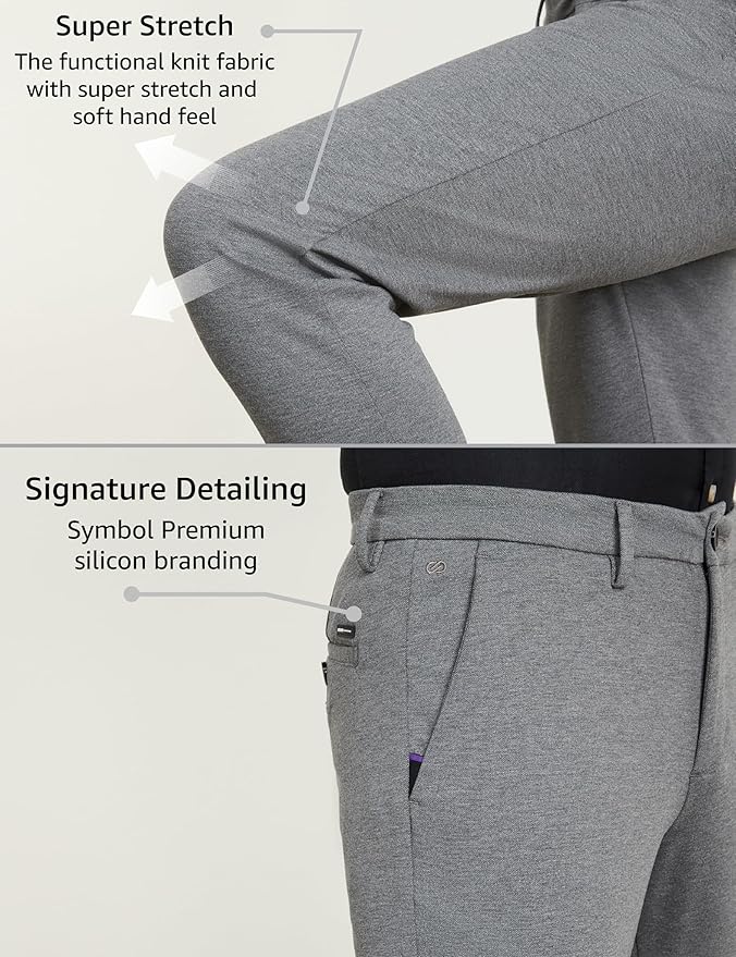Symbol Premium Men's Slim Fit Stretch Knit Pants - Smart Casual | Flexi Waist
