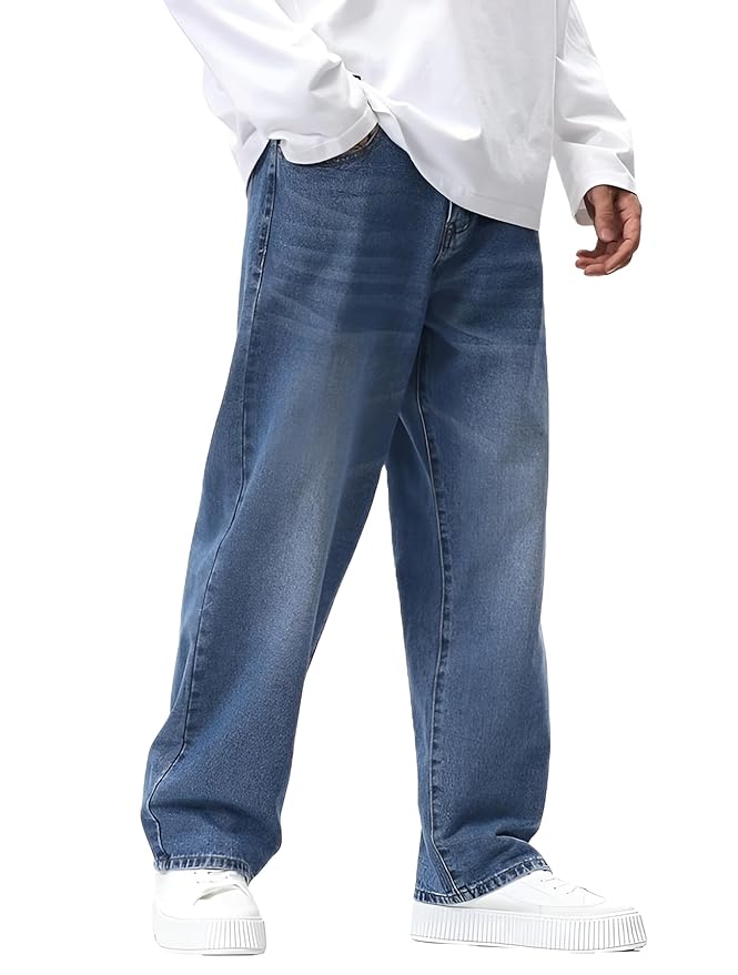 Ben Martin Men's Loose Mid Rise Denim Cotton Oversized Baggy Fit Jeans Pants