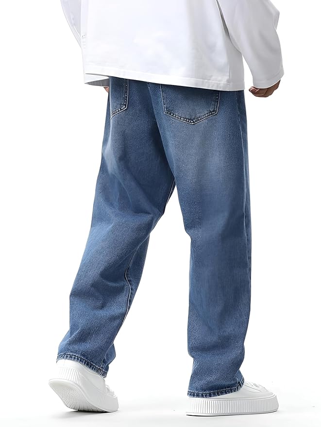 Ben Martin Men's Loose Mid Rise Denim Cotton Oversized Baggy Fit Jeans Pants
