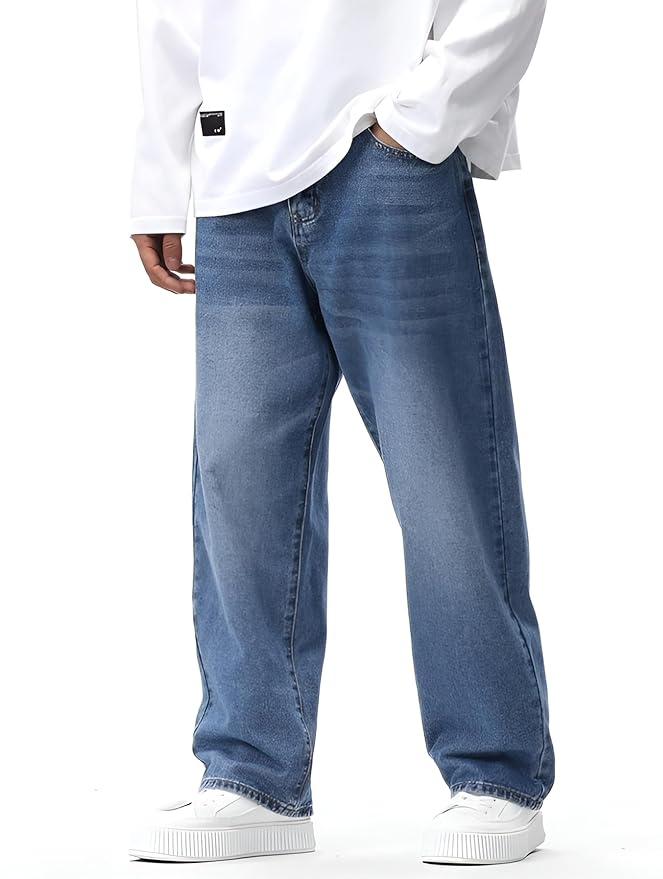 Ben Martin Men's Loose Mid Rise Denim Cotton Oversized Baggy Fit Jeans Pants