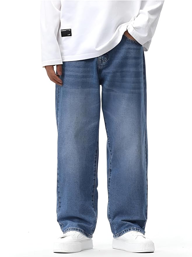 Ben Martin Men's Loose Mid Rise Denim Cotton Oversized Baggy Fit Jeans Pants