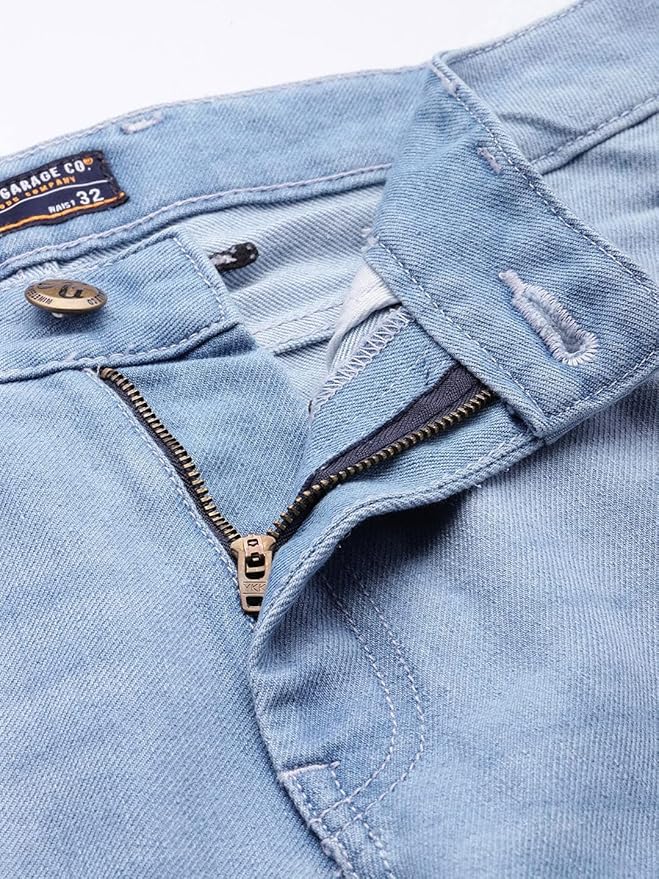The Indian Garage Co Men Carpenter Fit Distressed Mid-Rise Cargo Denim
