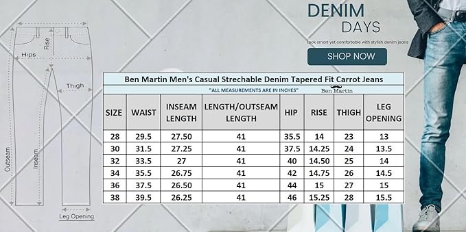 Ben Martin Men's Tapered Fit Mid Rise Casual Stretchable Denim Carrot Jeans_1