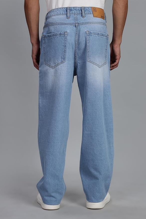 INKD Men's Classic Relaxed Jeans – Mid-Rise | 100% Cotton | 5 Pocket Styling | Baggy Jeans for Man
