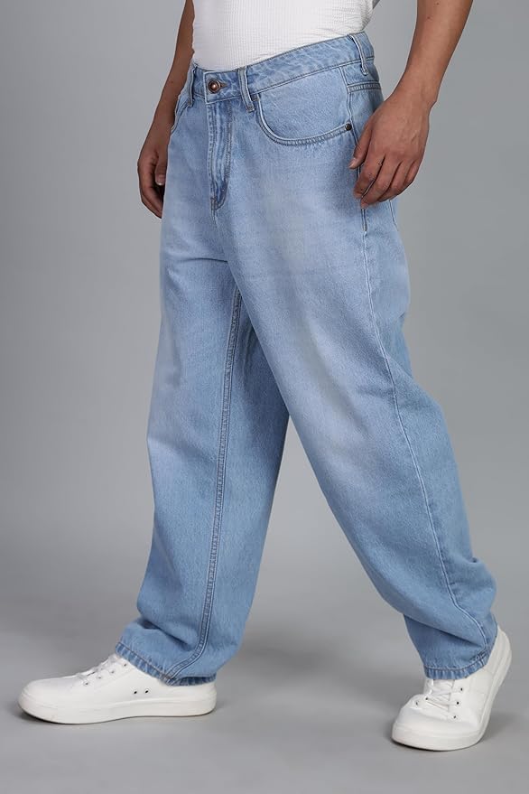 INKD Men's Classic Relaxed Jeans – Mid-Rise | 100% Cotton | 5 Pocket Styling | Baggy Jeans for Man