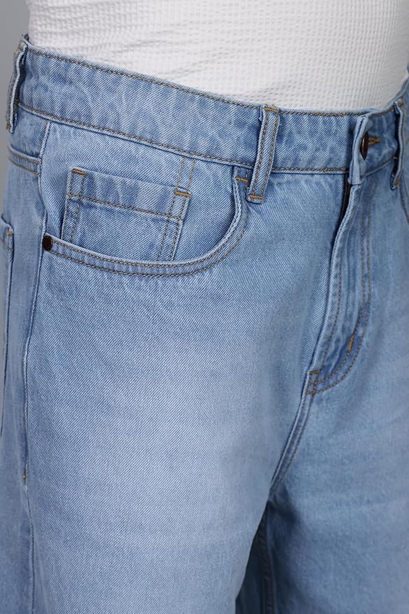 INKD Men's Classic Relaxed Jeans – Mid-Rise | 100% Cotton | 5 Pocket Styling | Baggy Jeans for Man