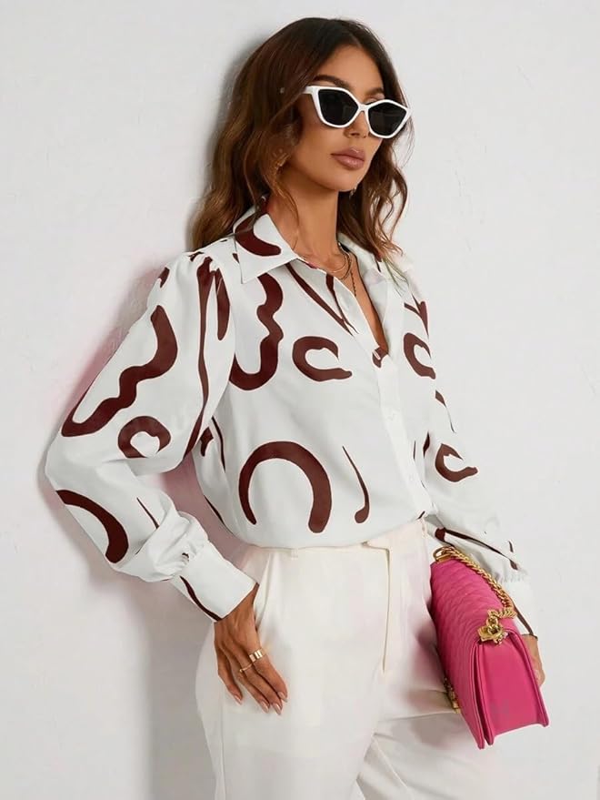 MORE N MORE TRENDZ Women's Relaxed Fit Solid Cotton Printed Shirts